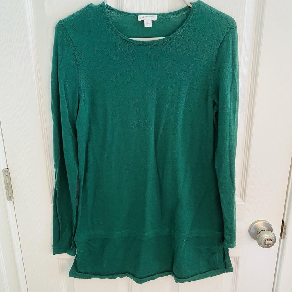 J. Jill Sweater Womens Small Green Merino Wool Washable Long Sleeve Holiday